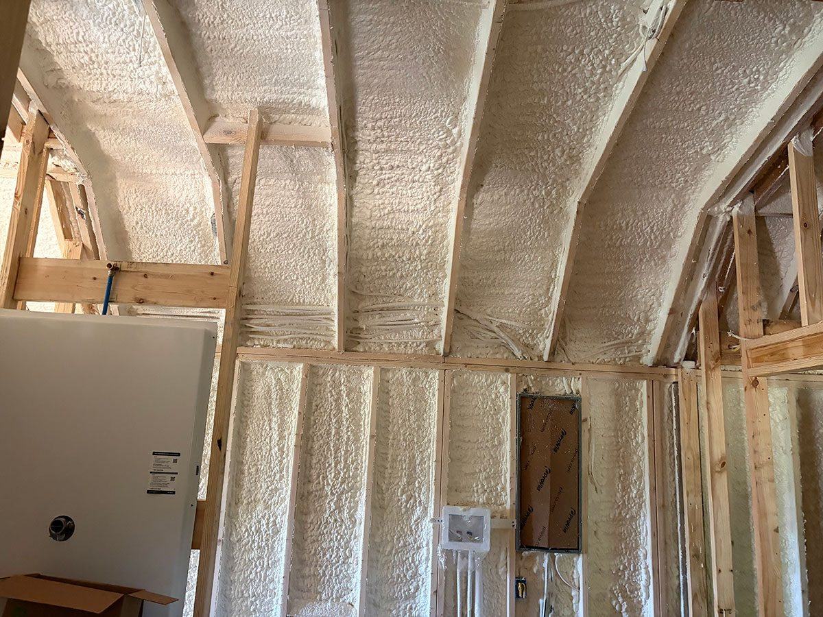 Bonus room insulated with spray foam before drywall